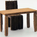 Miniature furniture 3D printed using ink made from recycled wood